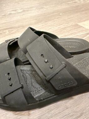 Crocs womens Black Dual-Strap Slide Sandals